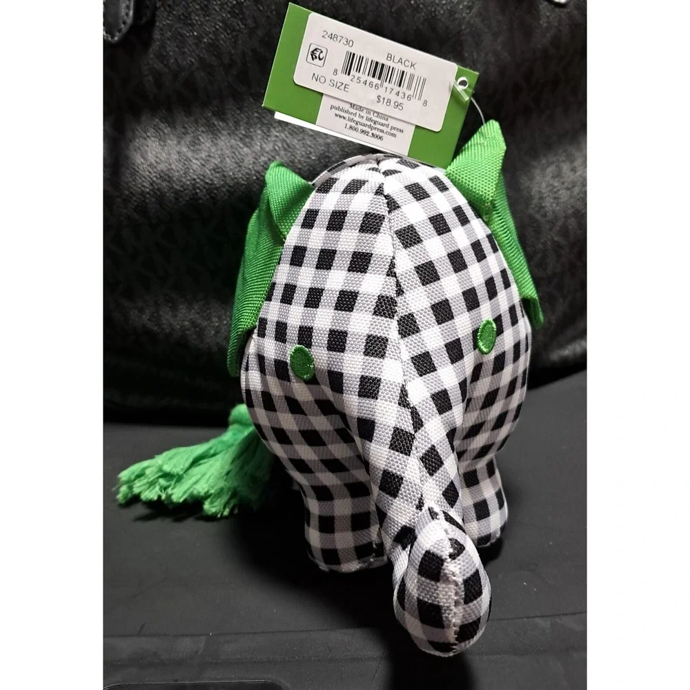 Kate‎ Spade Elephant Squeak Toy, Black, White and Green, 5 x 7 x 4 inches